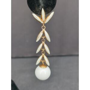 Vintage Gold Tone Faux Pearl Rhinestone Screw Back Clip On Earrings 1960s Glam